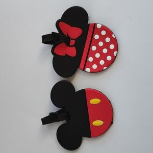 Mickey and Minnie Vinyl Luggage Tags with Adjustable Buckles NWOT'S